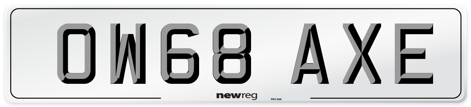 OW68 AXE Number Plate from New Reg